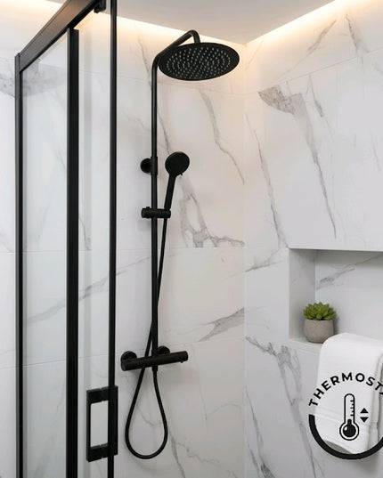 Mbajtës dushi i zi mat - Armix (termostat)