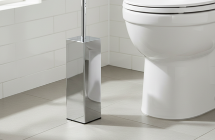Brusha për WC inox katrore