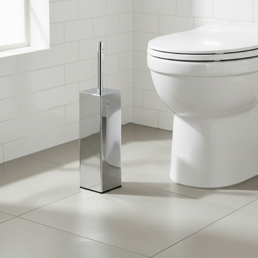 Brusha për WC inox katrore