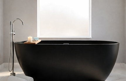 Vaskë freestanding zezë mat (e lirë në mes) - 170x80